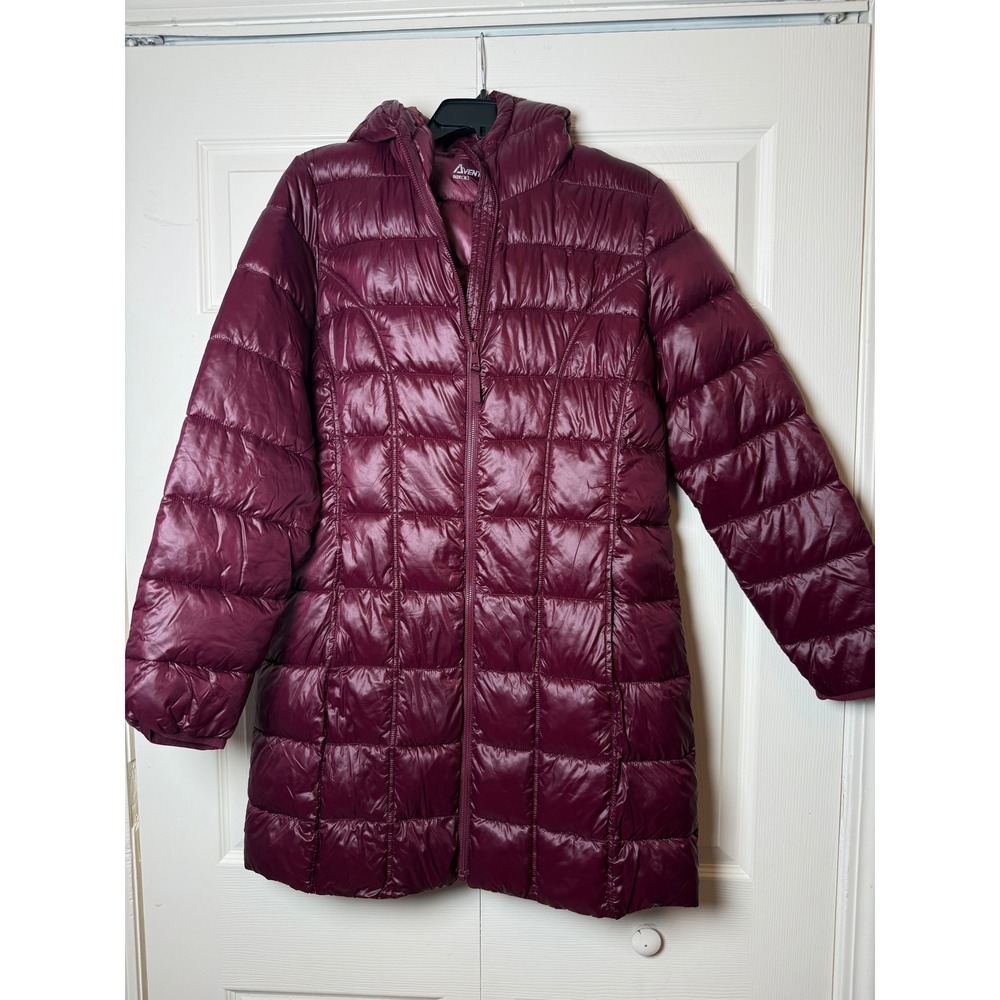 Aventure Ladies‎ Maroon 3/4 Puffer Jacket Lightweight Zippered Pockets